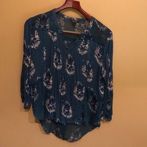 Printed turquoise blouse